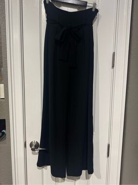 ANTONIO MELANI Black Wide Leg Paperbag Waist Pants